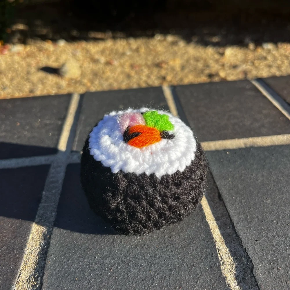 Hand Crocheted Set of 4 Happy Little Sushi Rolls Plushies! - Picture 12 of 15